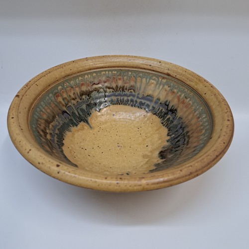 #250516 Bowl, Mixed Colors, Wheat, Green/Blue/Purple $28 at Hunter Wolff Gallery
